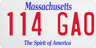 MA license plate 114GA0