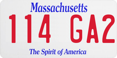 MA license plate 114GA2