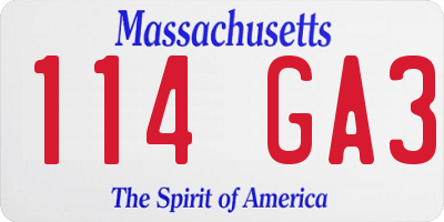 MA license plate 114GA3
