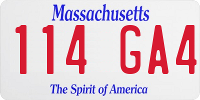 MA license plate 114GA4
