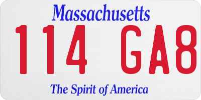 MA license plate 114GA8