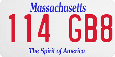 MA license plate 114GB8
