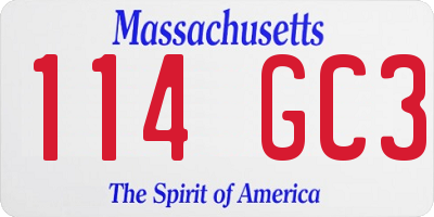 MA license plate 114GC3