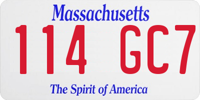 MA license plate 114GC7