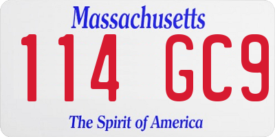 MA license plate 114GC9