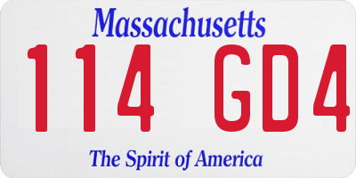 MA license plate 114GD4
