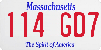 MA license plate 114GD7