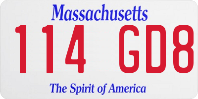 MA license plate 114GD8