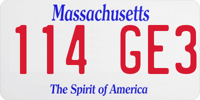 MA license plate 114GE3