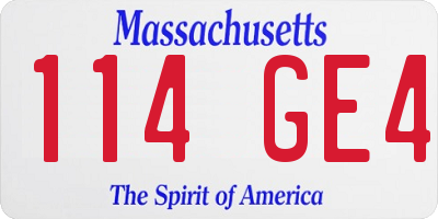 MA license plate 114GE4