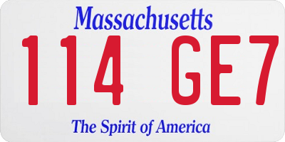 MA license plate 114GE7