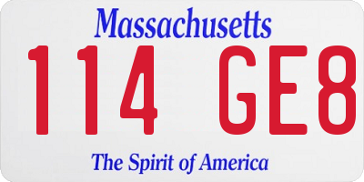 MA license plate 114GE8