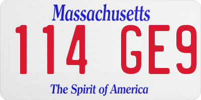 MA license plate 114GE9