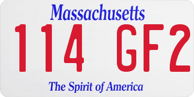 MA license plate 114GF2