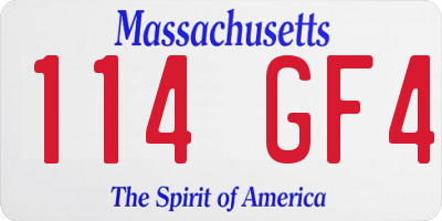 MA license plate 114GF4