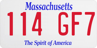 MA license plate 114GF7