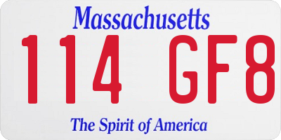 MA license plate 114GF8