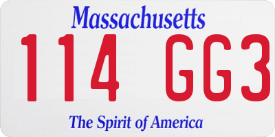 MA license plate 114GG3