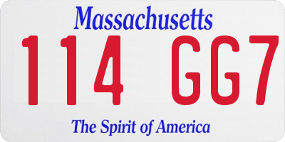 MA license plate 114GG7