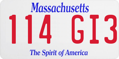 MA license plate 114GI3
