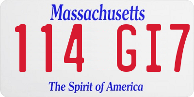 MA license plate 114GI7
