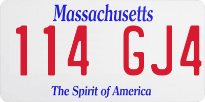 MA license plate 114GJ4
