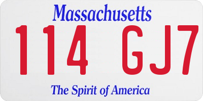 MA license plate 114GJ7