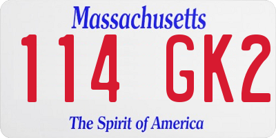 MA license plate 114GK2