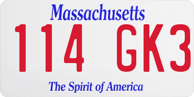 MA license plate 114GK3