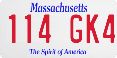 MA license plate 114GK4
