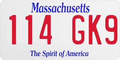 MA license plate 114GK9