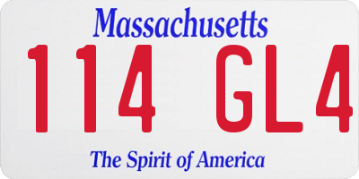 MA license plate 114GL4