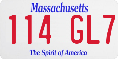 MA license plate 114GL7