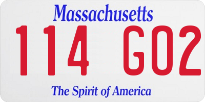 MA license plate 114GO2