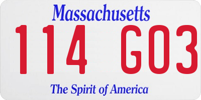 MA license plate 114GO3