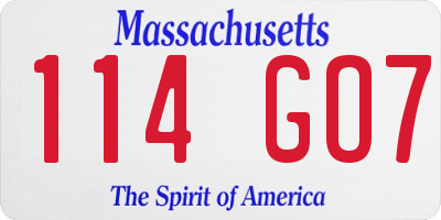 MA license plate 114GO7