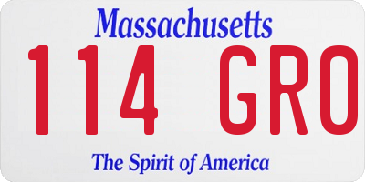 MA license plate 114GR0