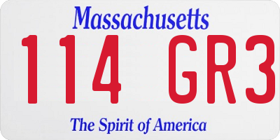 MA license plate 114GR3