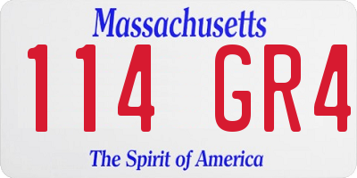 MA license plate 114GR4