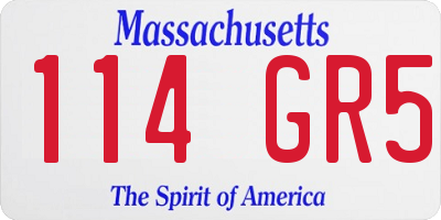 MA license plate 114GR5