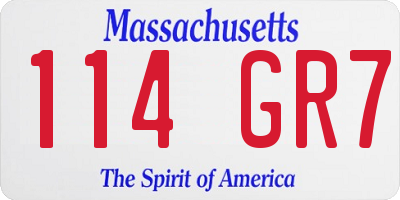 MA license plate 114GR7