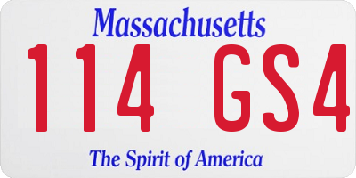 MA license plate 114GS4