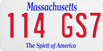 MA license plate 114GS7