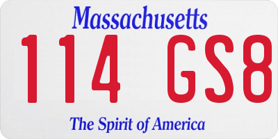 MA license plate 114GS8