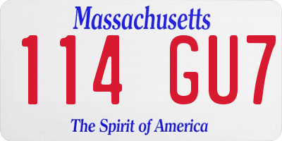 MA license plate 114GU7