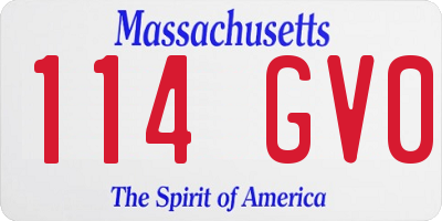 MA license plate 114GV0