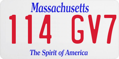 MA license plate 114GV7
