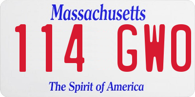 MA license plate 114GW0