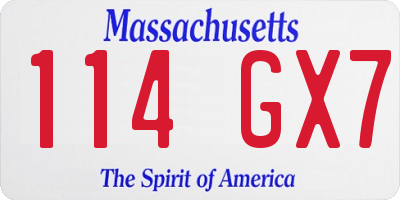 MA license plate 114GX7