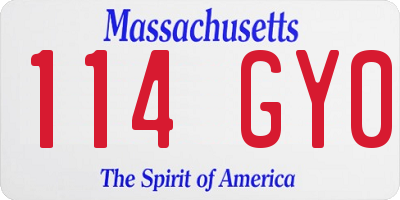 MA license plate 114GY0